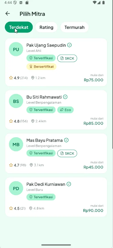 Layar 2 aplikasi Beresin